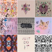 vasare nar design collage mixed media art alice in wonderland hakuna matata designer artist freelanc just do it typography fashion style trend topshop urban outfitters quirky aztec tribal navajo textile fabric christmas gift idea wanderlust cat
